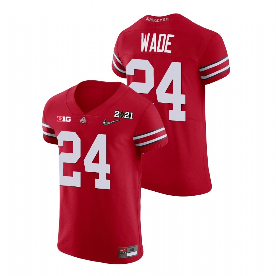 Ohio State Buckeyes Men's NCAA Shaun Wade #24 Scarlet Champions 2021 National Playoff College Football Jersey HYC5349KQ